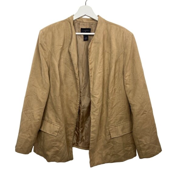 Investments Faux Suede Open Front Blazer Size 20W Tan - Picture 1 of 12